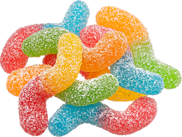 Sour gummy worms isolated